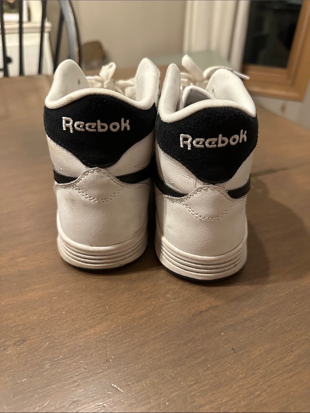 Reebok White and Black High-Top Leather Sneakers - Picture 3 of 4
